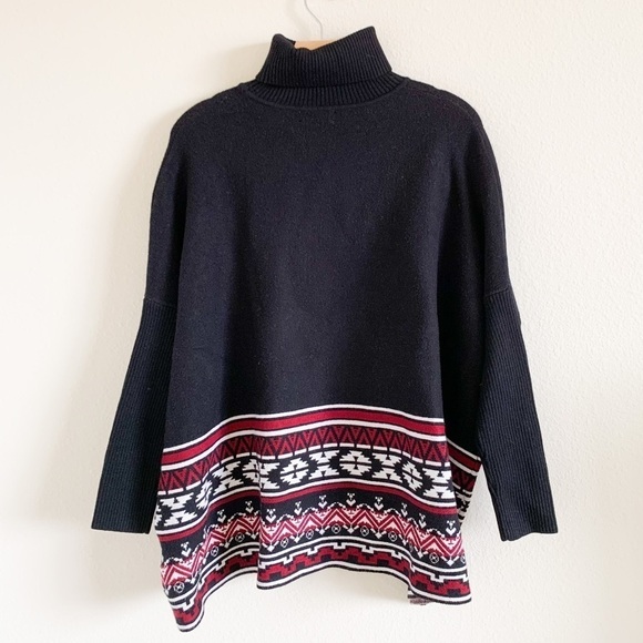 JOSEPH A. Patterned Turtleneck Poncho Sweaters - Picture 4 of 7